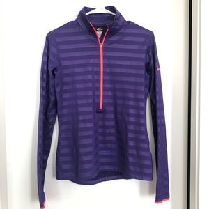 Nike Pro Dri Fit Long Sleeve Fleece-Lined 1/2 Pullover - Purple/Medium